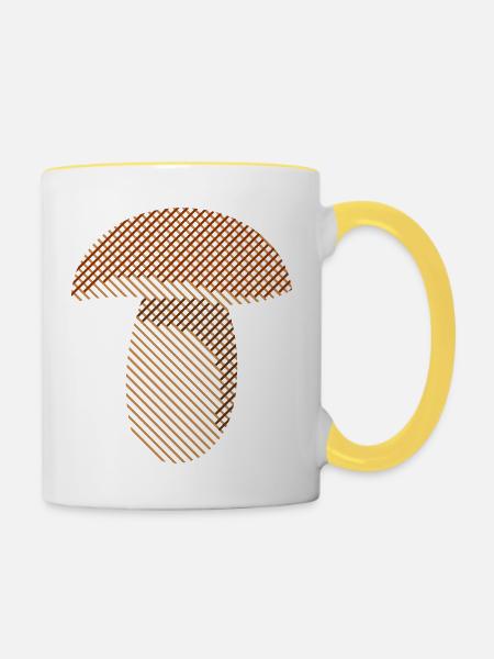 Steinpilz - Tasse zweifarbig - Weiß/Gelb
