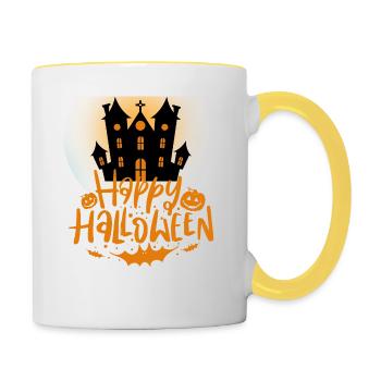 Halloween Creepy Cemetery Moon Witch Vampire - Contrasting Mug - white/yellow - Right