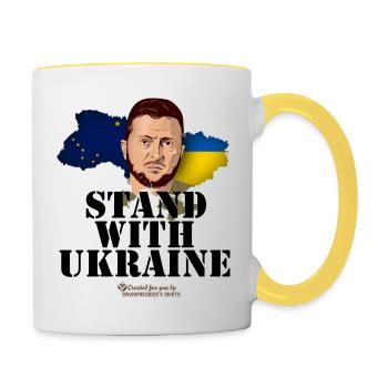 Alaska Ukraine Unterstützer T-Shirt Design - Tasse zweifarbig - Weiß/Gelb - Rechts