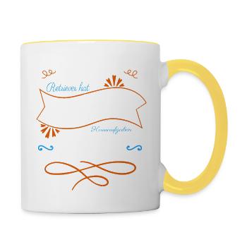 hundefreund geburtstagsgeschenkidee doggie - Tasse zweifarbig - Weiß/Gelb - Rechts