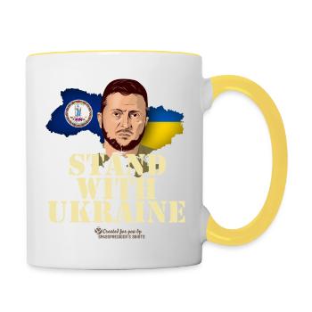 Ukraine Virginia Flaggen Selenskyj - Tasse zweifarbig - Weiß/Gelb - Rechts