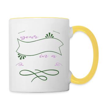 gift idea geek bday humor bodybuilding happy jokes - Contrasting Mug - white/yellow - Right