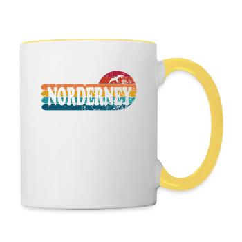Insel Norderney Ostfriesland - Tasse zweifarbig - Weiß/Gelb - Rechts
