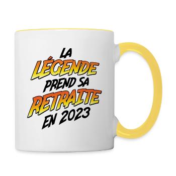 La retraite en 2023 - Cadeau pour retraité - Mug contrasté - blanc/jaune - Droite
