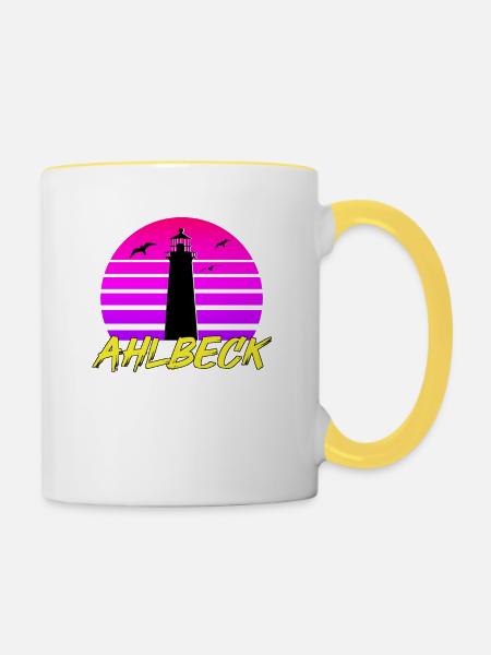 Ahlbeck 80s - Tasse zweifarbig - Weiß/Gelb