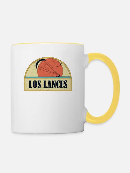 Kitesurfing Los Lances - Tasse zweifarbig - Weiß/Gelb