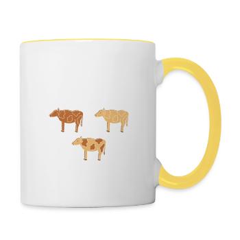 Quantencomputing mit Kühen Lustig Geschenk Kuhbit - Tasse zweifarbig - Weiß/Gelb - Rechts