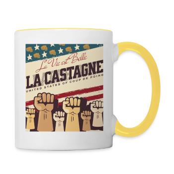 La castagne United states of coup de poings - Mug contrasté - blanc/jaune - Droite