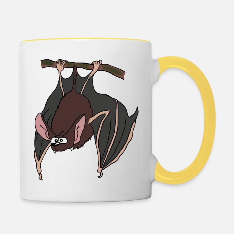 Drôle de chauve-souris suspendue - Mug contrasté - blanc/jaune