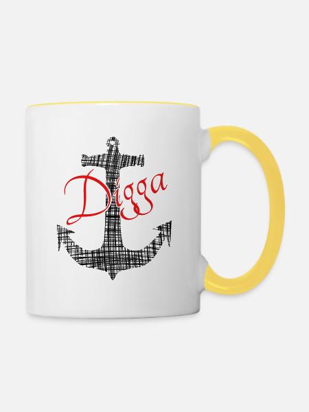 Digga Anker - Tasse zweifarbig - Weiß/Gelb