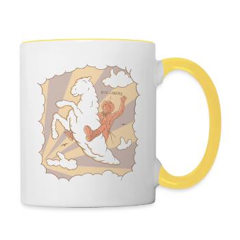 Weit westlich, weit oben - Tasse zweifarbig - Weiß/Gelb - Rechts