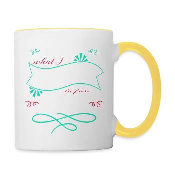 quote mug birthday present idea bday milk office - Contrasting Mug - white/yellow - Right
