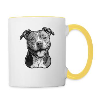 American Staffordshire Terrier - Mug contrasté - blanc/jaune - Droite
