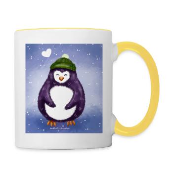 Manchot d’hiver - Mug contrasté - blanc/jaune - Droite