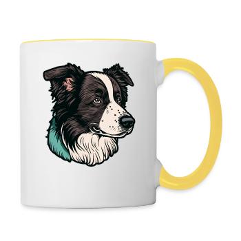 Border Collie - Tasse zweifarbig - Weiß/Gelb - Rechts