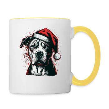 American Staffordshire Terrier xmas - Tasse zweifarbig - Weiß/Gelb - Rechts