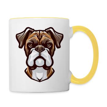 BOXER DOG ARTWORK - Contrasting Mug - white/yellow - Right