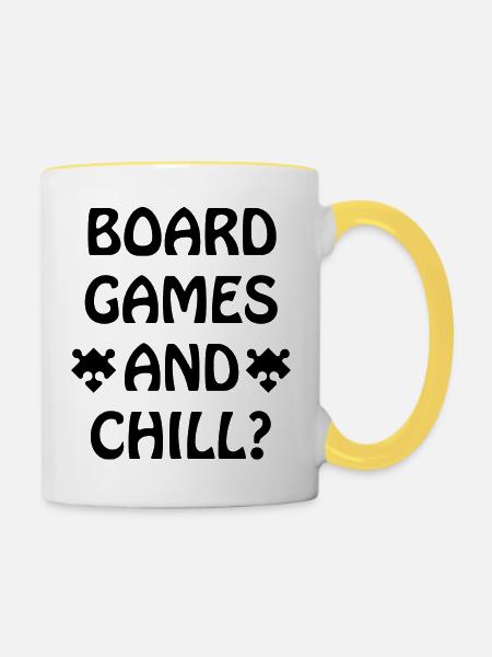 boardgame chess backgammon game night - Tasse zweifarbig - Weiß/Gelb