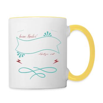 geburtstag geschenk seekatze raubkatze lustig spaß - Tasse zweifarbig - Weiß/Gelb - Rechts