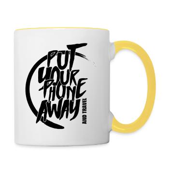 Put Your Phone And Travel - Tasse zweifarbig - Weiß/Gelb - Rechts