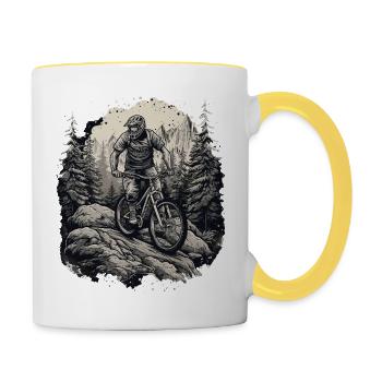 Vélo de montagne de descente VTT VTT Cycliste Garçons - Mug contrasté - blanc/jaune - Droite