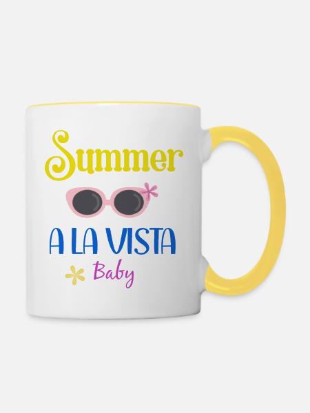 Sommerferien - Summer Vibes - Tasse zweifarbig - Weiß/Gelb
