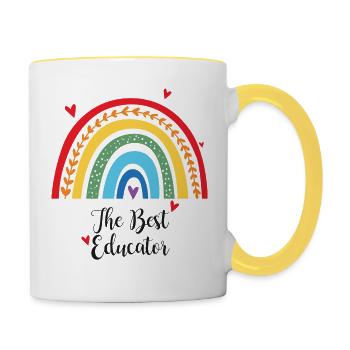 The Best Educator Regenbogen Der beste Pädagoge - Mug contrasté - blanc/jaune - Droite