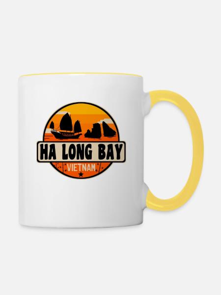 Ha Long Bucht Vietnam - Tasse zweifarbig - Weiß/Gelb