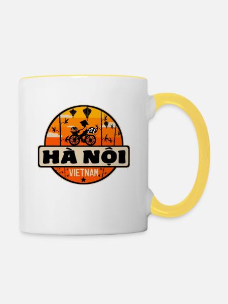 Hanoi Vietnam - Tasse zweifarbig - Weiß/Gelb