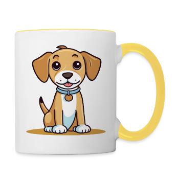 Conception de chien mignon pour les propriétaires de chiens - Mug contrasté - blanc/jaune - Droite