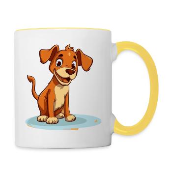 Niedliches Hundedesign für Hundebesitzer - Tasse zweifarbig - Weiß/Gelb - Rechts