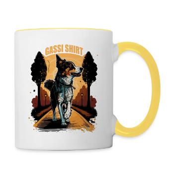 Dog Walking Shirt - Contrasting Mug - white/yellow - Right
