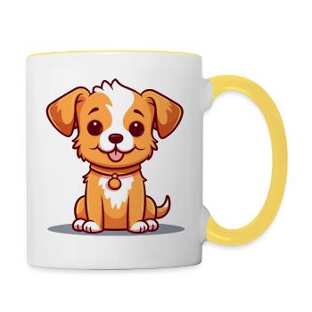 Conception de chien mignon pour les propriétaires de chiens - Mug contrasté - blanc/jaune - Droite