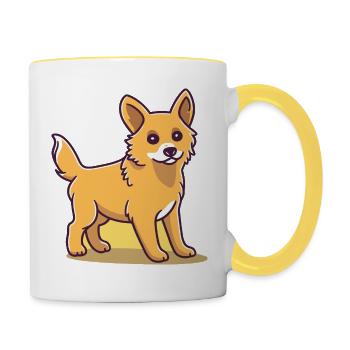 Design de chien mignon pour les propriétaires de chiens - Mug contrasté - blanc/jaune - Droite
