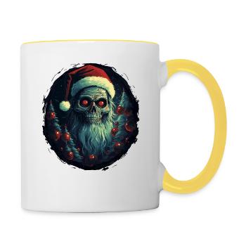 Zombie avec chapeau de Père Noël - Mug contrasté - blanc/jaune - Droite