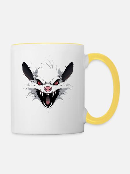 Weiße Punk Ratte - Tasse zweifarbig - Weiß/Gelb