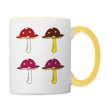 fliegenpilze bunt - Tasse zweifarbig - Weiß/Gelb - Rechts