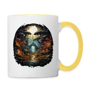 Fairy Tale Enchanted Forest - Contrasting Mug - white/yellow - Right