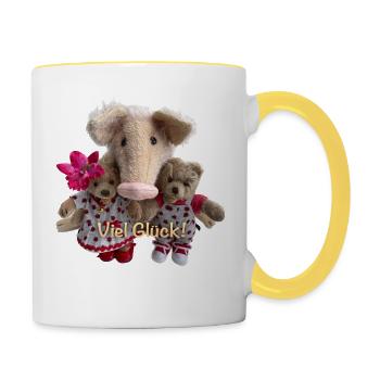 Viel Glück - Tasse zweifarbig - Weiß/Gelb - Rechts