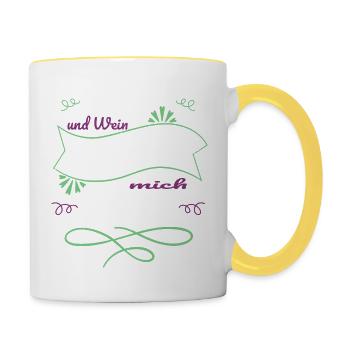 Chihuahua vin rouge alcool cadeau d’anniversaire - Mug contrasté - blanc/jaune - Droite