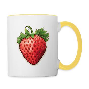 Fraise Fruit Unique - Mug contrasté - blanc/jaune - Droite