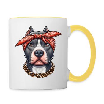 Pitbull Le Gangster - Mug contrasté - blanc/jaune - Droite