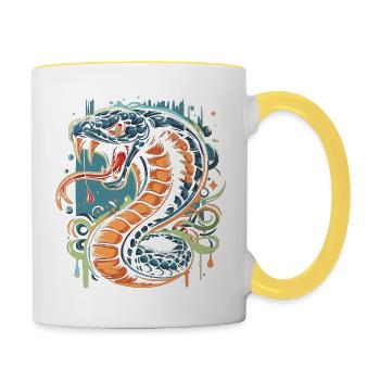 Cobra graffiti - Mug contrasté - blanc/jaune - Droite