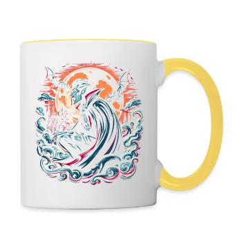 Vampire Halloween - Mug contrasté - blanc/jaune - Droite