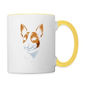 Basenji - Mug contrasté - blanc/jaune - Droite
