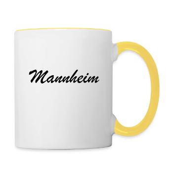 Mannheim Monnem Mannheimat - Tasse zweifarbig - Weiß/Gelb - Rechts