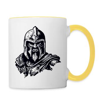Spartan / Warrior / Fighter / Ancient / Sparta - Contrasting Mug - white/yellow - Right