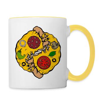 Pizza Yin Yang - Tasse zweifarbig - Weiß/Gelb - Rechts