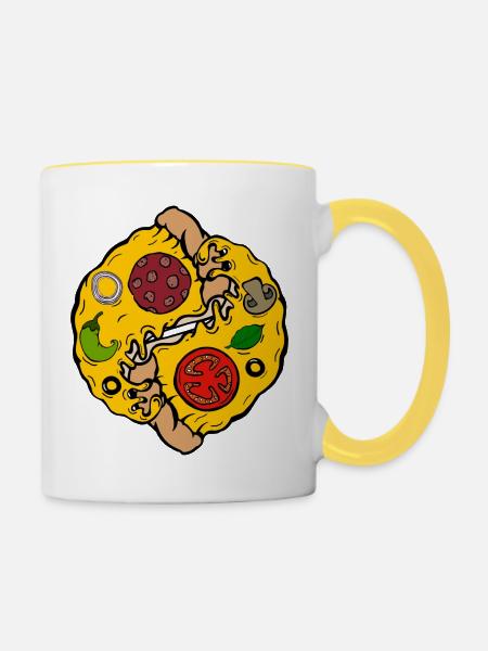 Pizza Yin Yang - Tasse zweifarbig - Weiß/Gelb
