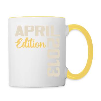 11 Year Anniversary April 2013 Birthday Gift - Contrasting Mug - white/yellow - Right